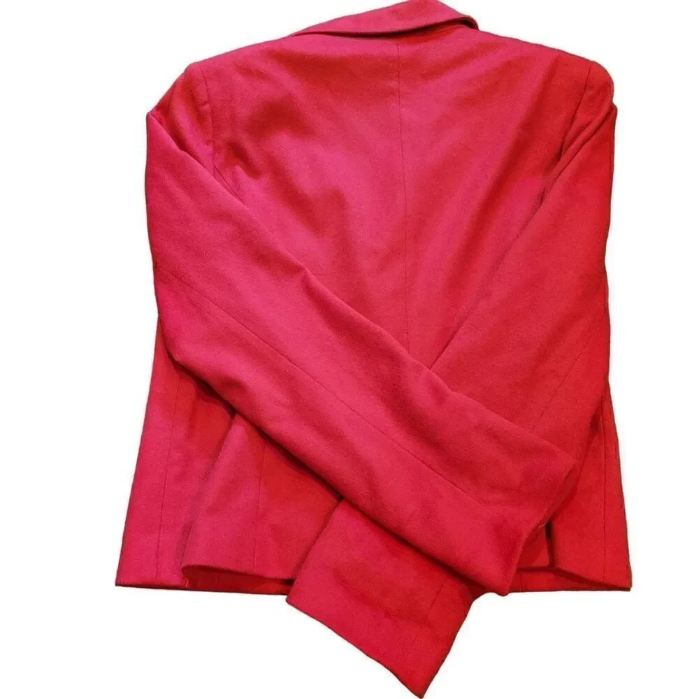 Anne Klein Blazer Women's 12 Red One Button Wool Angora Office Business